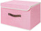 ANMINY Storage Bin with Lid, Decorative Foldable Lidded Cotton Linen Fabric Home Cubes Baskets Closet Organizer - Pink,