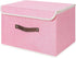 ANMINY Storage Bin with Lid, Decorative Foldable Lidded Cotton Linen Fabric Home Cubes Baskets Closet Organizer - Pink,