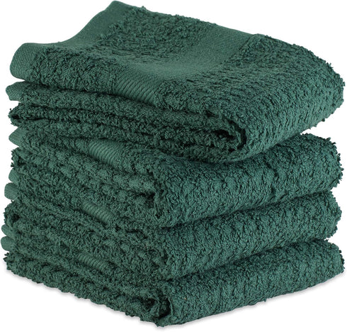 DII Basic Terry Collection Waffle Dishtowel Set, Solid Dark Green, 15x26, 4 Piece