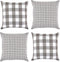 DII Decorative Square Throw Pillow Cover Collection, Cotton, Machine Washable, 18x18, Gray Gingham, 4 Piece