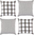 DII Decorative Square Throw Pillow Cover Collection, Cotton, Machine Washable, 18x18, Gray Gingham, 4 Piece