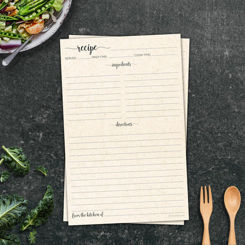 321Done Recipe Paper, Made in USA: 5.5x8.5 Tan, Blank Recipe Paper for Recipe Binder, Pack of 50