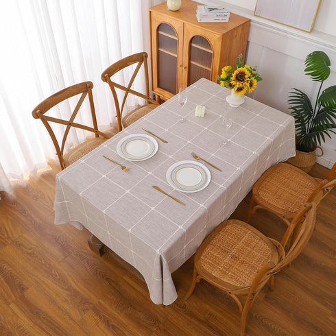 Gernaice 36x55 Inch Plaid Rectangle Coffee Table Cover, Farmhouse Embroidered Fabric Checkered Tablecloths, Dust Proof