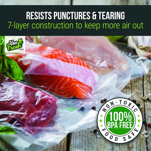 Vac Fresh Food Vacuum Sealer Rolls, 11" x 50', 3.5mil Embossed Food Storage Bags