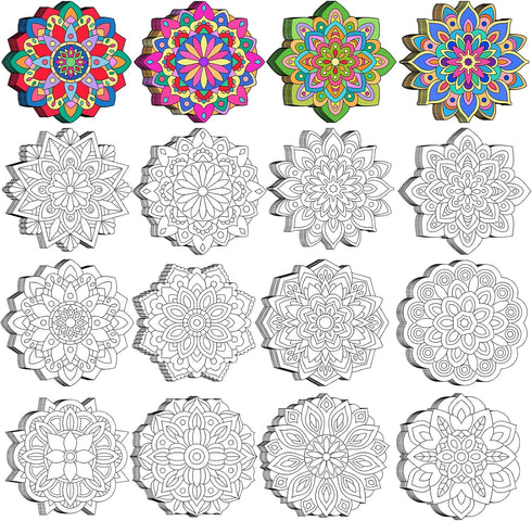 48 Pcs Mandala Coloring Cutouts Set DIY Your Own Mandala Cards Mandala