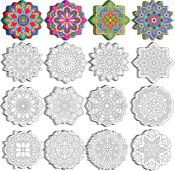 48 Pcs Mandala Coloring Cutouts Set DIY Your Own Mandala Cards Mandala