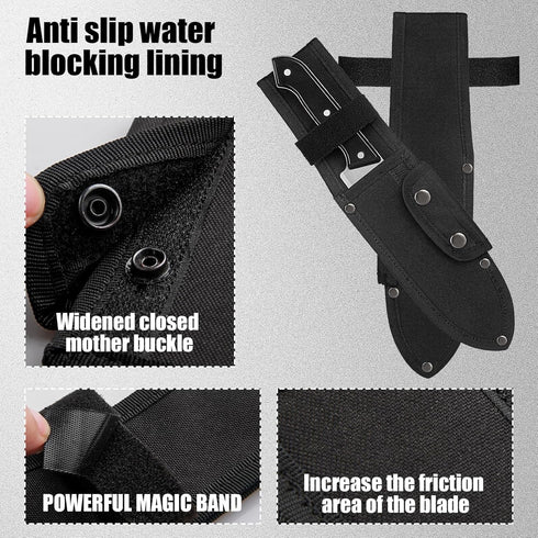 Universal Knife Sheath, Oxford Chef Knife Sheaths for Fixed Blade Knives, Black, 8 * 2 Inch