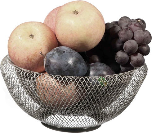 Cq Acrylic Fruit Basket for Kitchen Counter, Metal Wire Modern Standing Fruit Basket with Banana Hanger