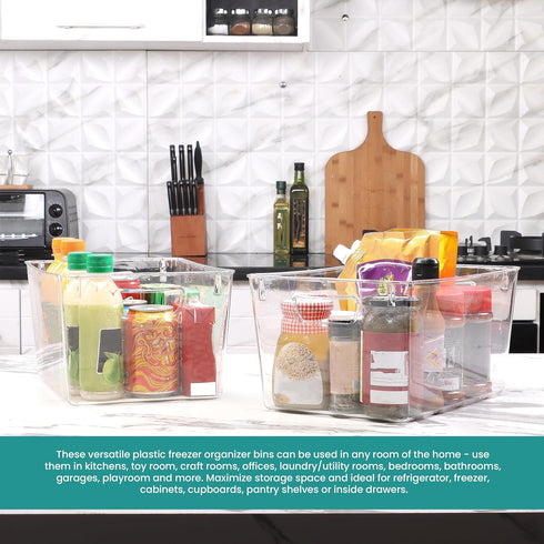 Utopia Kitchen Clear Organizer Bins, 6 Pack Large Storage Containers for Pantry, Fridge, Kitchen Organization