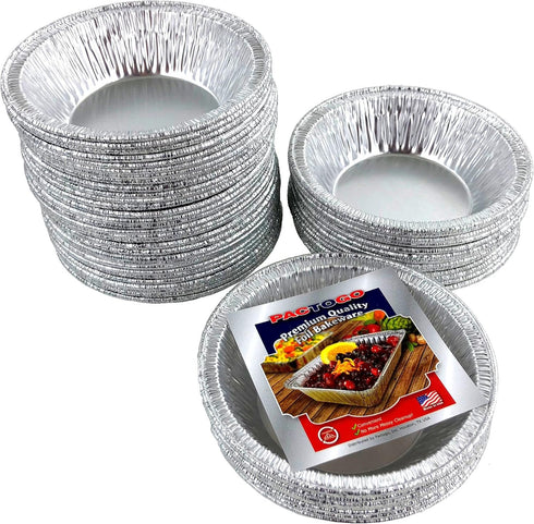 PACTOGO Mini Silver Disposable Aluminum Foil Tart Pans - 3" Baking Pie Tins (Pack of 50)