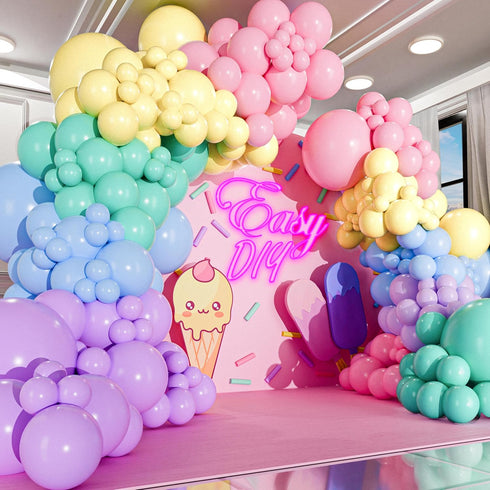 100 Pastel Balloons for Parties 10 Inch Latex Decorations for Easter or Rainbow Supplies - Blue, Purple, Yellow,