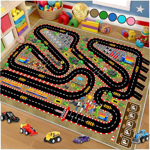 Kids Car Rug for Play Toy Cars, 31''x47'' Race Track Play mat