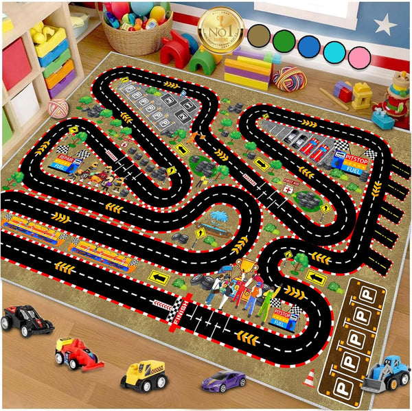 Kids Car Rug for Play Toy Cars, 31''x47'' Race Track Play mat