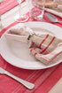 DII French Stripe Tabletop Collection 6 Piece Dining Table Linen Napkin Set, 20x20, Taupe/Red Farmhouse Style
