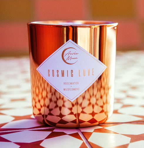 Auric Moon Rosewater + Wildflowers Scented Luxury Soy Coconut Candle, 12 Oz, Hand-Poured in California