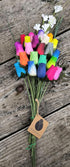 Assorted Colors Wooden Rose Closed Bud Bouquets, 2 Dozen