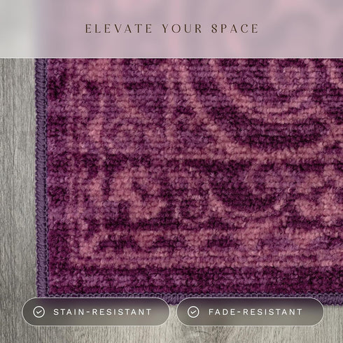 Maples Rugs Pelham Transitional Area Rug 2'6 x 3'10 - Washable Non Slip Indoor Carpet in Wineberry