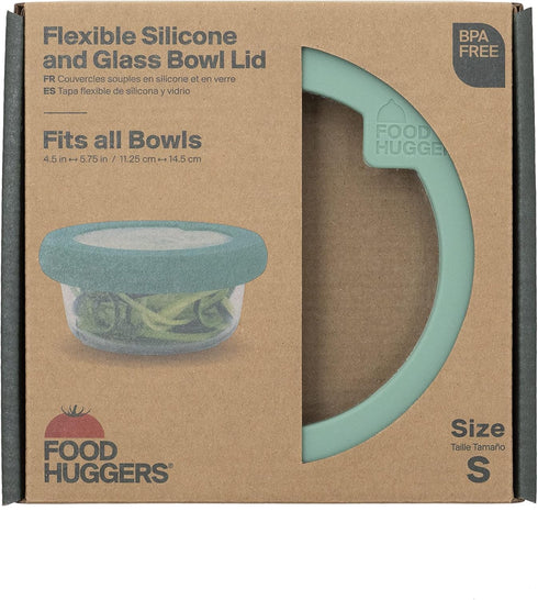 Food Huggers Gradual Green Replacement Lids for Glass Storage Containers, Silicone & Glass Lids, 100% Plastic Free, 1