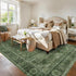 5x7 Green Washable Rug for Living Room Large Vintage Distressed Bedroom Rug Low Pile Non-Slip Soft Boho Carpets