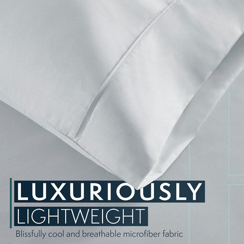 King Size Sheets Set - 4 pc Bed Sheets & Pillowcases, Soft Breathable Microfiber with Deep Pockets