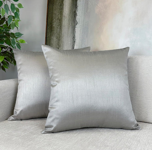 Aiking Home Collection 24x24 Inches Faux Silk Square Shams (Set of 2; Zipper Closure; Silver)