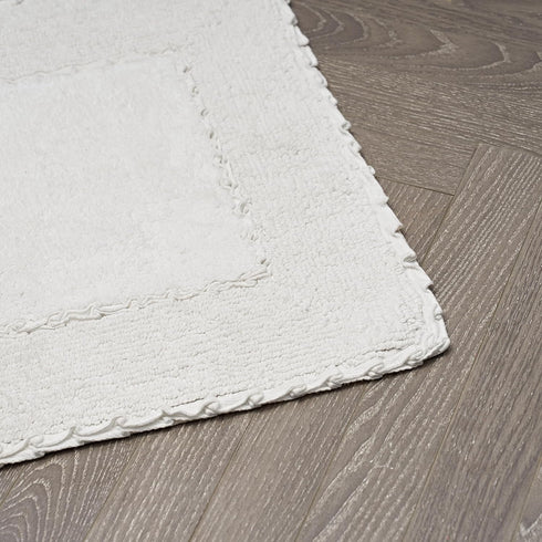 Laura Ashley Ruffle Cotton Bath Rug, 17" x 24", White