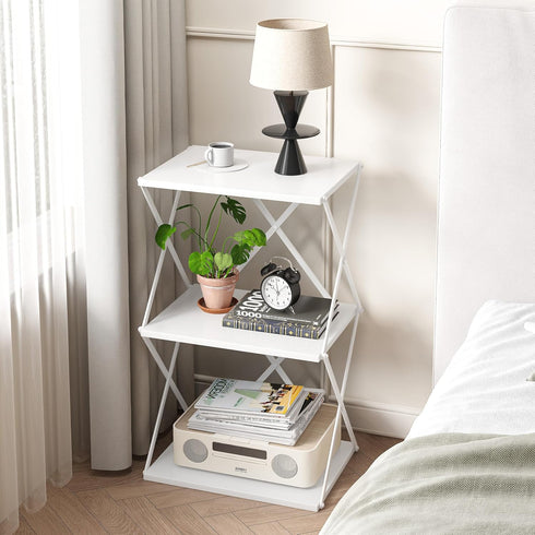 3-Tier ET-03W End Table Small Side Table Tall Bedside Night Stand with Storage Sofa Side desks for Living Room Bedroom