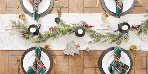 DII Holiday Dining Table Linen, Sparkle Metallic Kitchen Décor, Table Runner 14x72, Jacquard Snowflakes