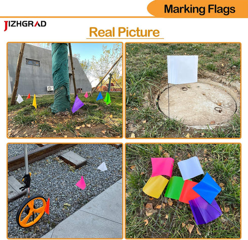 White Marking Flags for Lawn, 50 Pack Yard Flags, 4x5x15 Inch for Invisible Fence and Surveying