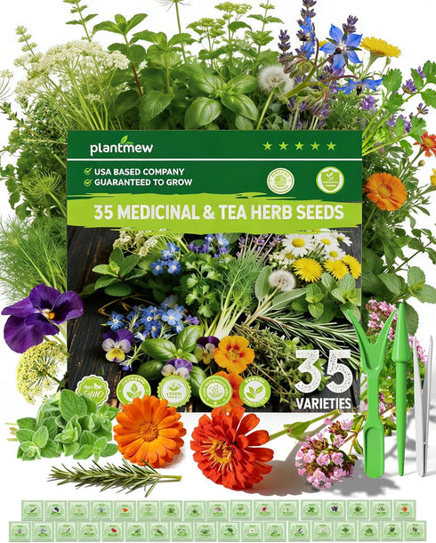 Medicinal & Tea Herb Seeds for Planting - 35 Non-GMO Heirloom Variety