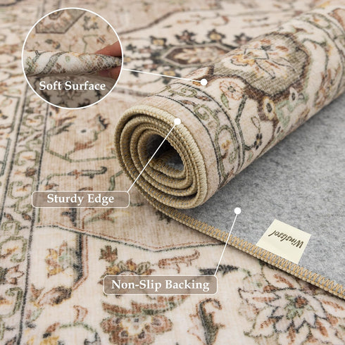 2x5 2x5 Washable Entryway Runner Rug: Ultra Soft Stain Resistant Hallway Doormat Carpet Medallion Non Slip High Traffic