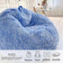 LIFEREVO Fluffy Faux Fur Bean Bag Chair Cover Blue (No Filler), Ultra-Soft Stuffed Animal Storage Bean Bag Kids Adults