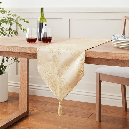 13" 70" Violet Linen Prestige Damask X Gold Table Runner