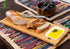 Set Eco-Friendly Large Bamboo Bread Board with Crumb Catcher & Dipping Dish