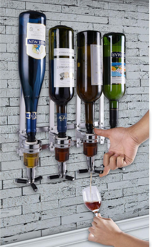 4 Nozzle Set Bottle Wall Mounted Liquor Dispenser Bar Butler Bracket Solo Optic Spirit Wine Beer Alcohol Bottle