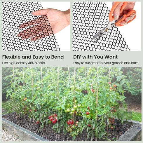 Landical 6 15.7 10 Rolls Plastic Chicken Wire Fencing Mesh in x ft Each Plastic Mesh Fence with Zip Ties Hexagonal