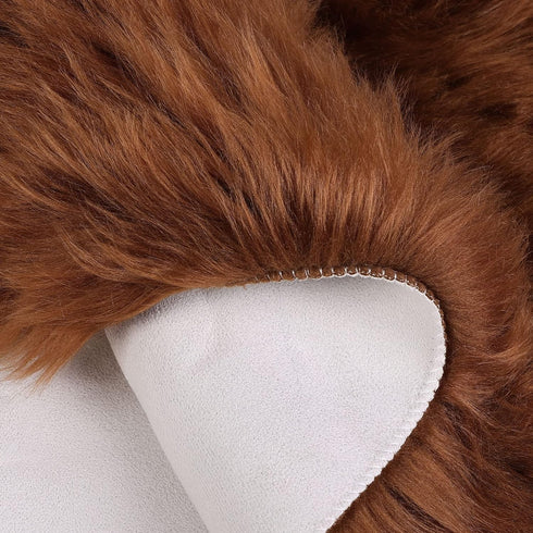 uxcell Faux Fur Round Rug, Fluffy Area Mat for Bedroom Floor, Living Room, 3 x 3 Feet - Brown