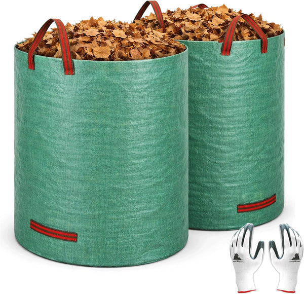Gardzen 2-Pack 132 Gallon Yard Waste Bags, Reusable Heavy Duty Collapsible Garden