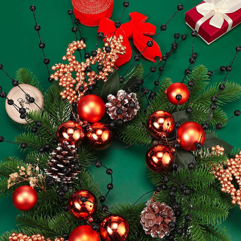 Syhood 200 13.8 Inches Pcs Glitter Berry Stems, Christmas Berry Picks Holly Branches for Christmas Tree Decorations