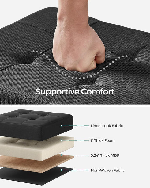 12.6 15.7 13.2 Inches 660 lb, ULSF012B01 SONGMICS Storage Ottoman, Small Ottoman Foot Rest with Legs, x x Foot Stool