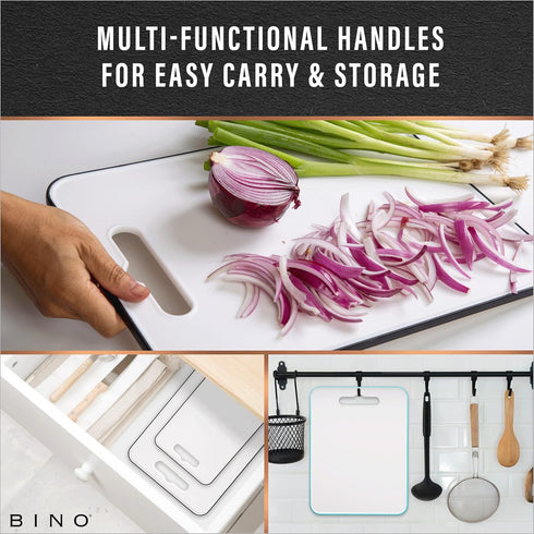 BINO Cutting Board, 2-Piece BPA-Free Plastic Chopping Boards, Large Surface, Dishwasher Safe