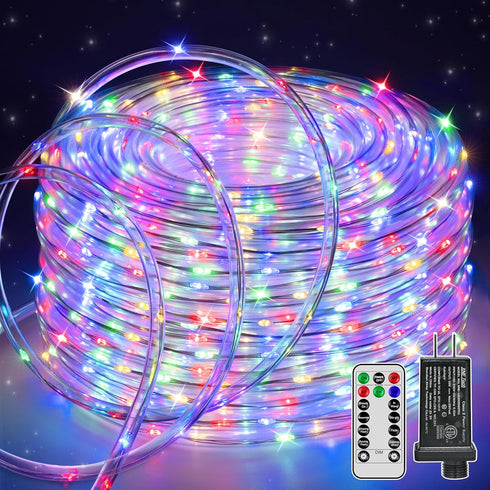 50ft LED Rope Lights Outdoor, String Lights with Remote, 8 Modes IP68Waterproof