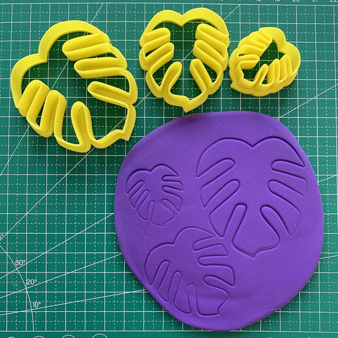 CHENRUI Cookie Fondant Cutters Set of 3 Monstera Leaf Polymer Clay Cutters