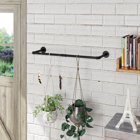 Industrial Pipe Wall Mounted Clothing Rack, Heavy Duty Space-Saving Garment Bar Rack, Detachable Multi-Purpose Hanging