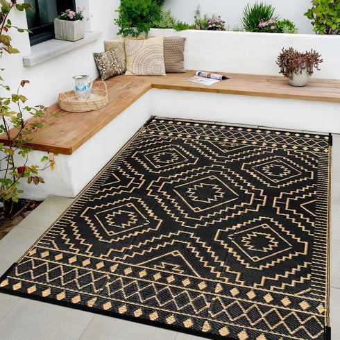Wonnitar Outdoor Rug 5x8, Waterproof Reversible Plastic Straw Rug for Patio Clearance, Moroccan Area Rug