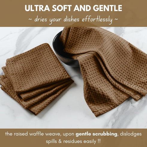 18 Pack 12x12 inch, 100% Native Fab Waffle Dish Cloths - Cotton, Absorbent, Quick Drying, Washable & Reusable Towels
