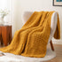 50"x60" Bunnikins & Clover Mustard Yellow Throw Blanket for Couch, Chunky Knit Gold Blanket Throw with Chenille Yarn