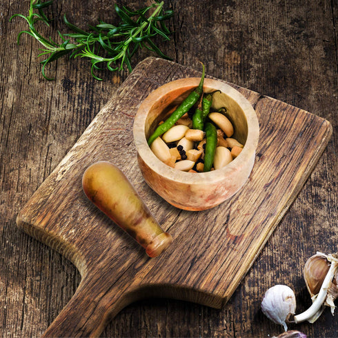 Heavy Duty Polished Hard Stone Mortar and Pestle, Natural Stone Grinder for Spices, Pastes, Herbs, Seasoning (Haldi)