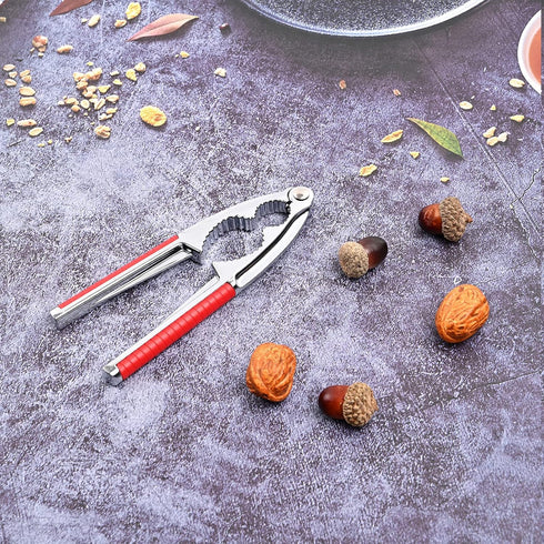 2 Nut Crackers Walnut Cracker Heavy Duty Shell Cracker Seafood Cracker Walnut Opener Tool with with Red Non-slip