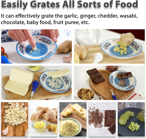 4 Ceramic Garlic Grater Plate - Handmade Pcs Press - Natural Grinder - Decorative Mincer - Ginger, Cheese Grater - Hand